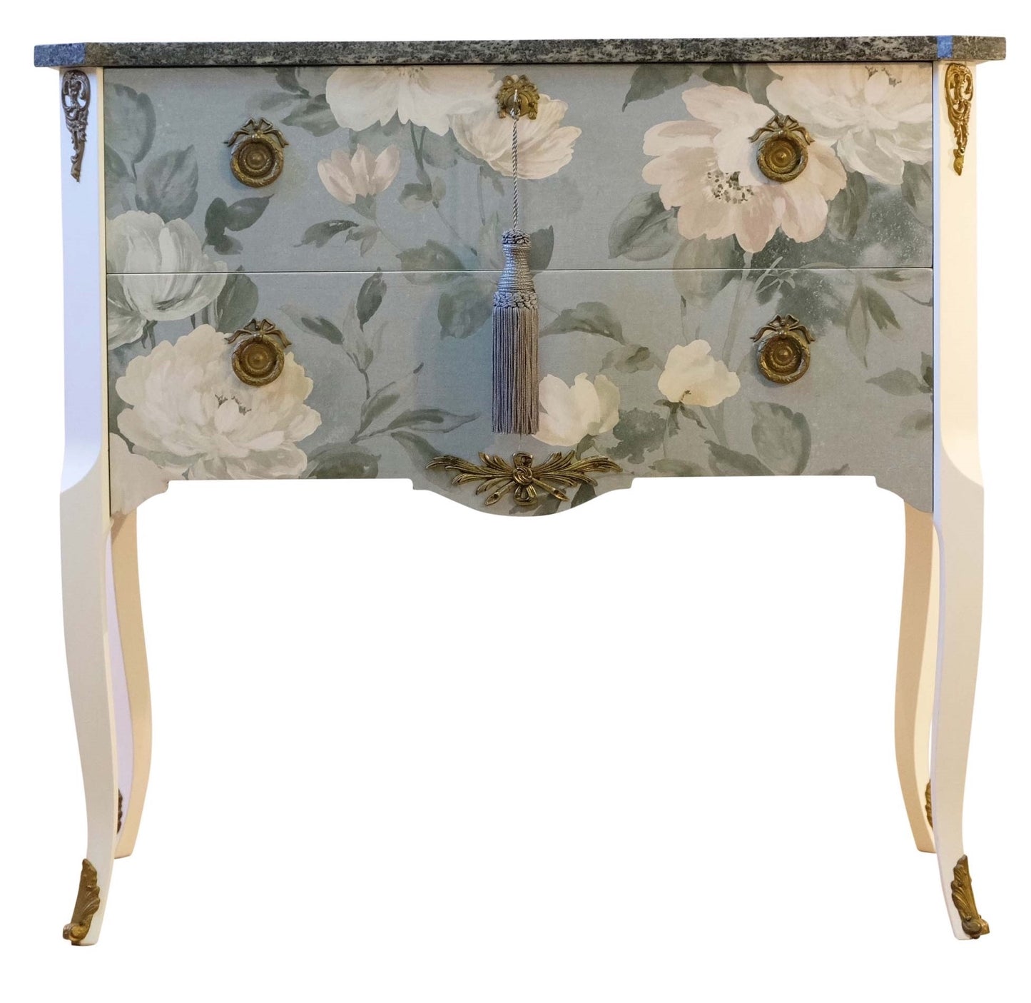 (716) Gustavian Style Commode with Floral Blue Design