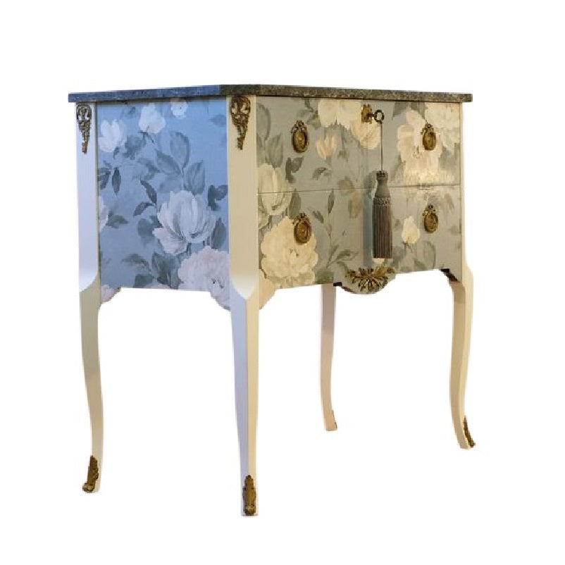 (716) Gustavian Style Commode with Floral Blue Design