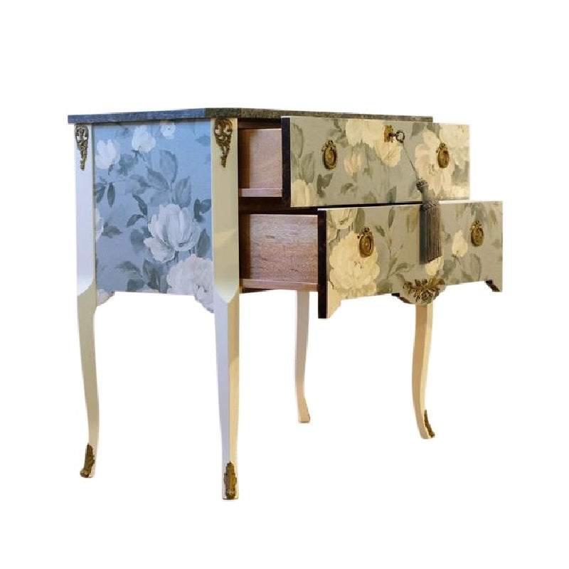 (716) Gustavian Style Commode with Floral Blue Design