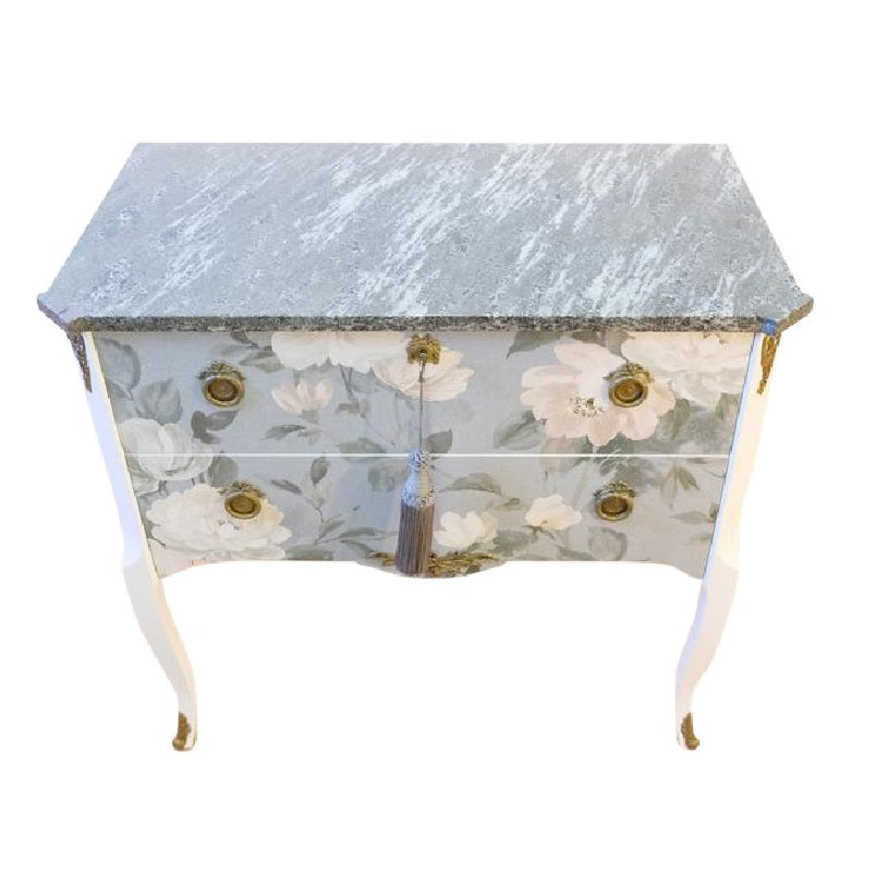 (716) Gustavian Style Commode with Floral Blue Design