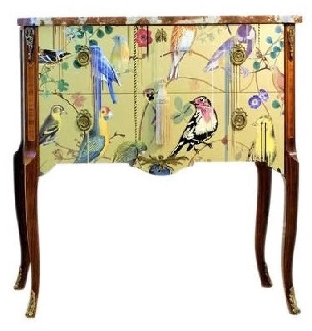 (705) Gustavian Style Commode with Gold Christian Lacroix Design