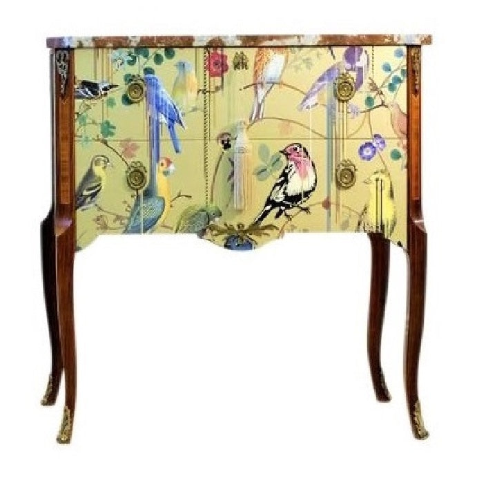 (705) Gustavian Style Commode with Gold Christian Lacroix Design