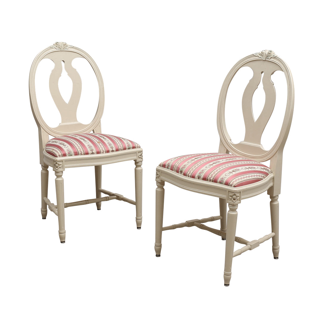 Gustavian Dining Table with 4 carved Rose chairs - ex display - UK delivery