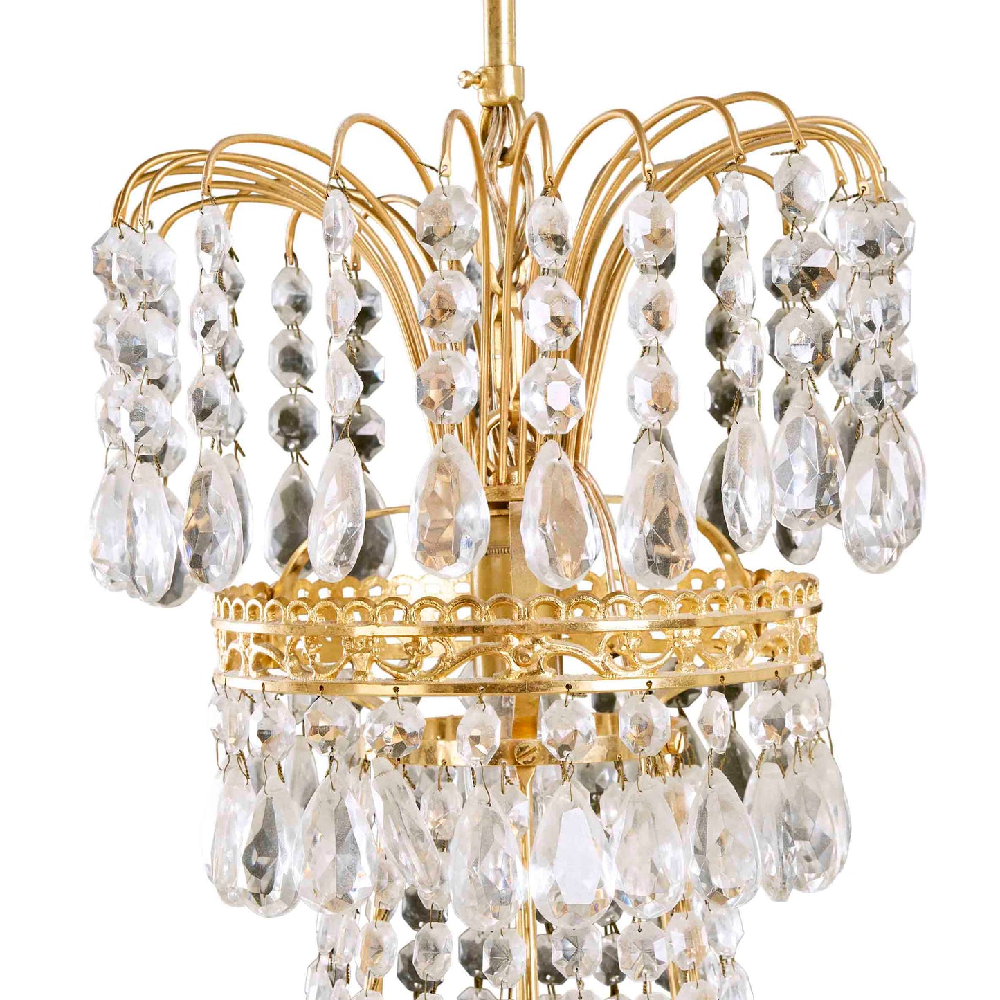 Antique 6 Arm Crystal Empire Chandelier with different cut crystals 1900's