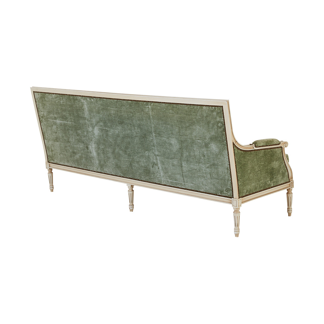 Gustavian 3 Seater Sofa with Soft Green Velvet