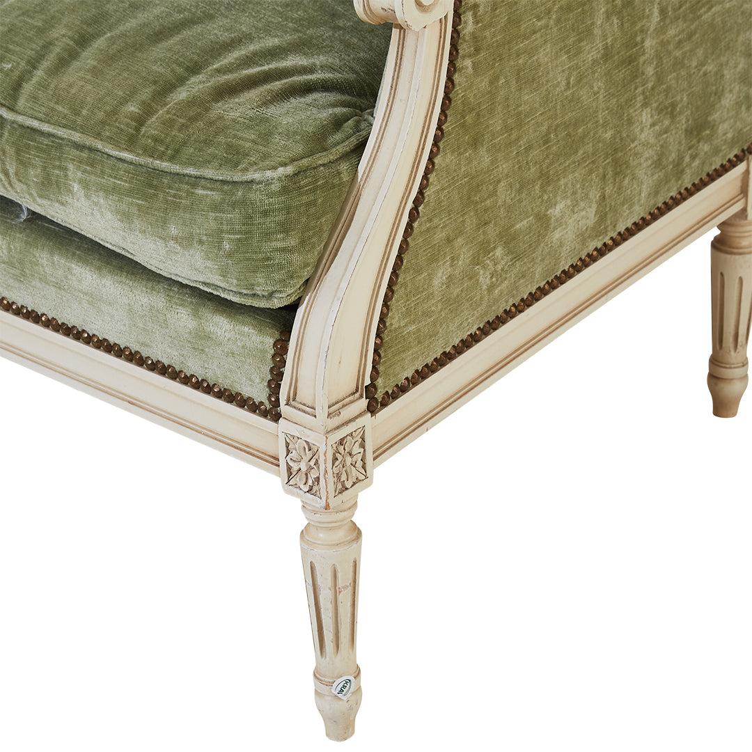 Gustavian 3 Seater Sofa with Soft Green Velvet