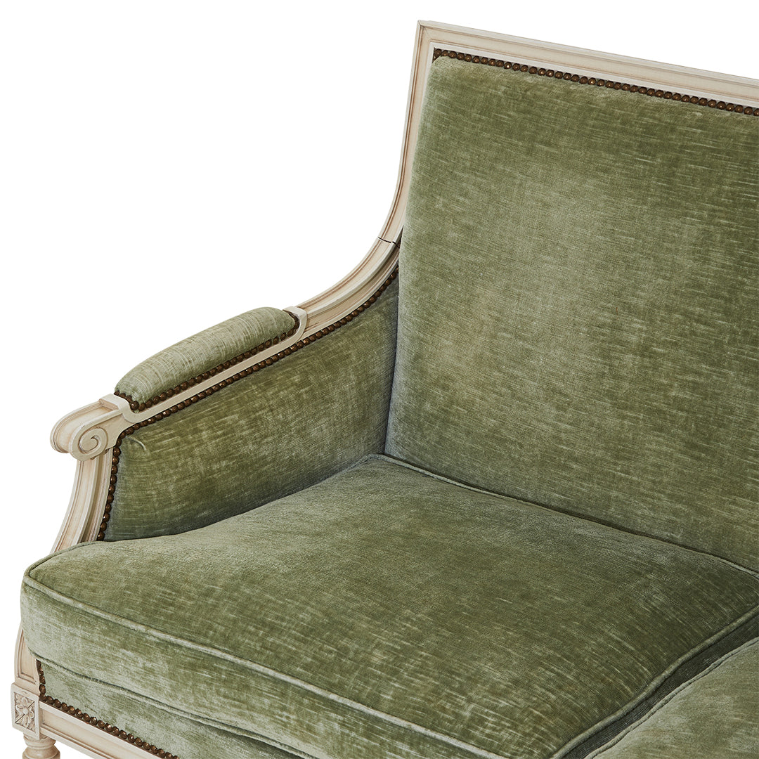Gustavian 3 Seater Sofa with Soft Green Velvet