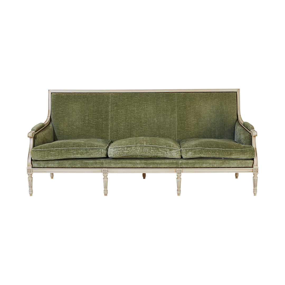 Gustavian 3 Seater Sofa with Soft Green Velvet