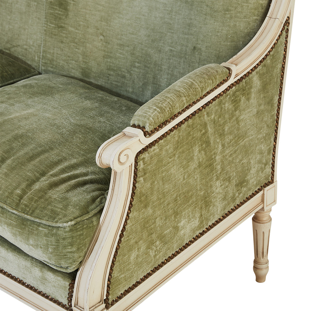 Gustavian 3 Seater Sofa with Soft Green Velvet