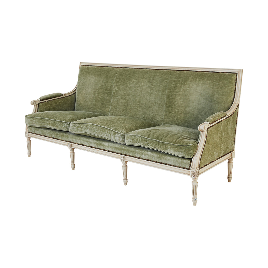 Gustavian 3 Seater Sofa with Soft Green Velvet