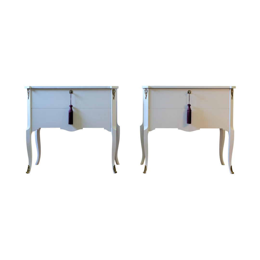 (724-2) Gustavian Style Commode in Violet Mist Colour (Pair)