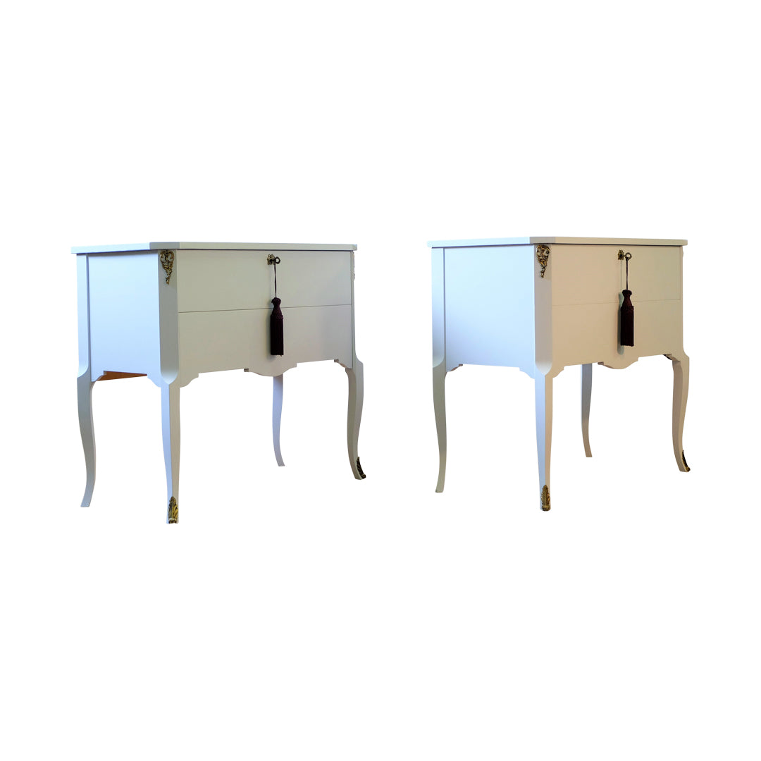 (724-2) Gustavian Style Commode in Violet Mist Colour (Pair)