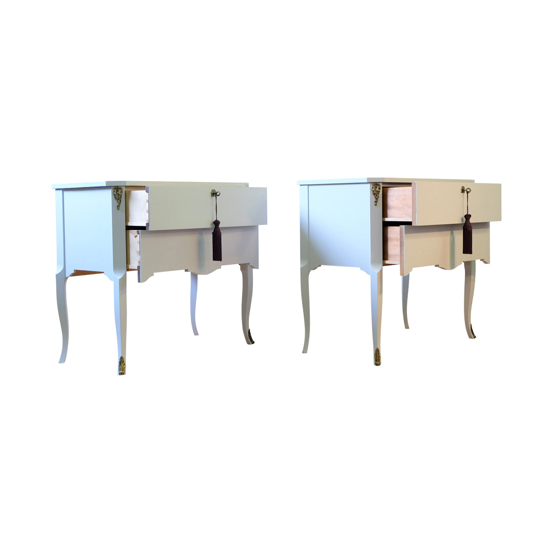 (724-2) Gustavian Style Commode in Violet Mist Colour (Pair)