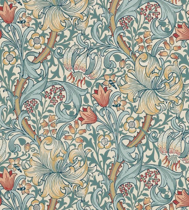Golden Lily Wallpaper - Blue