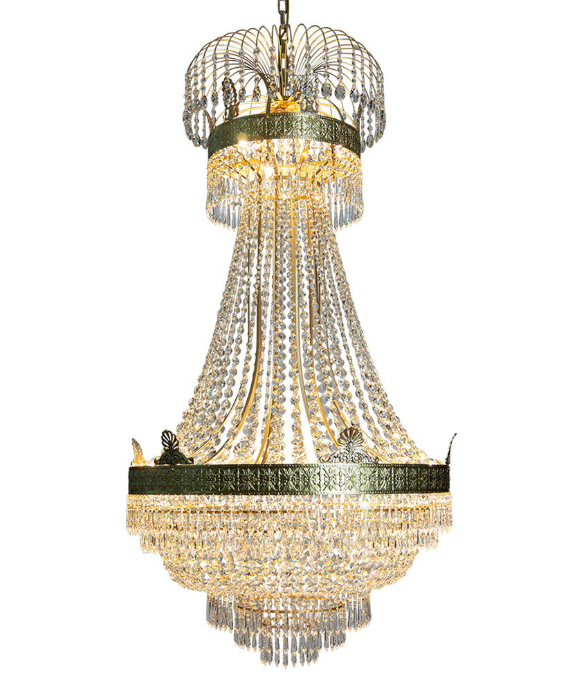 Large Empire Crystal Chandelier lights on