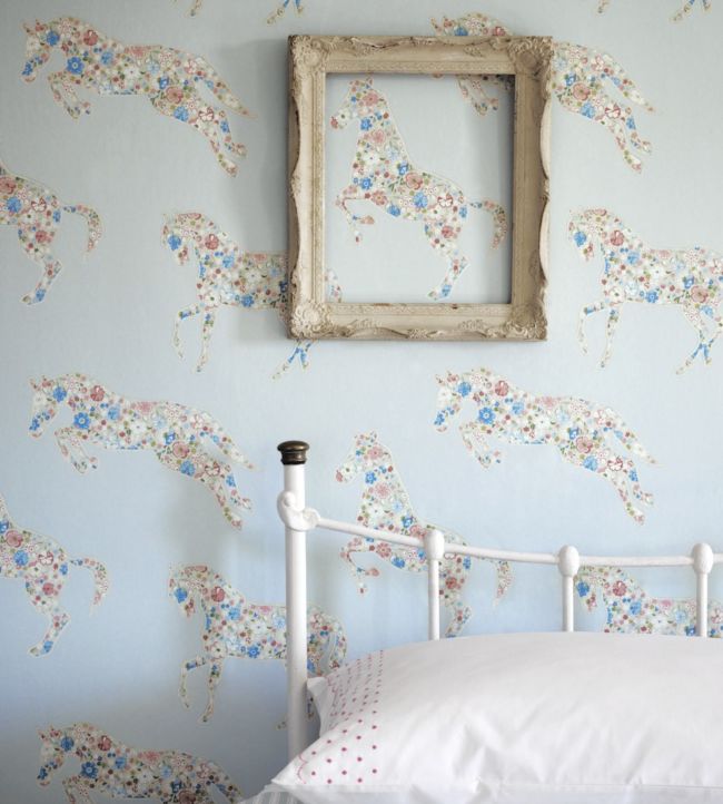 Pretty Ponies Room Wallpaper - Blue