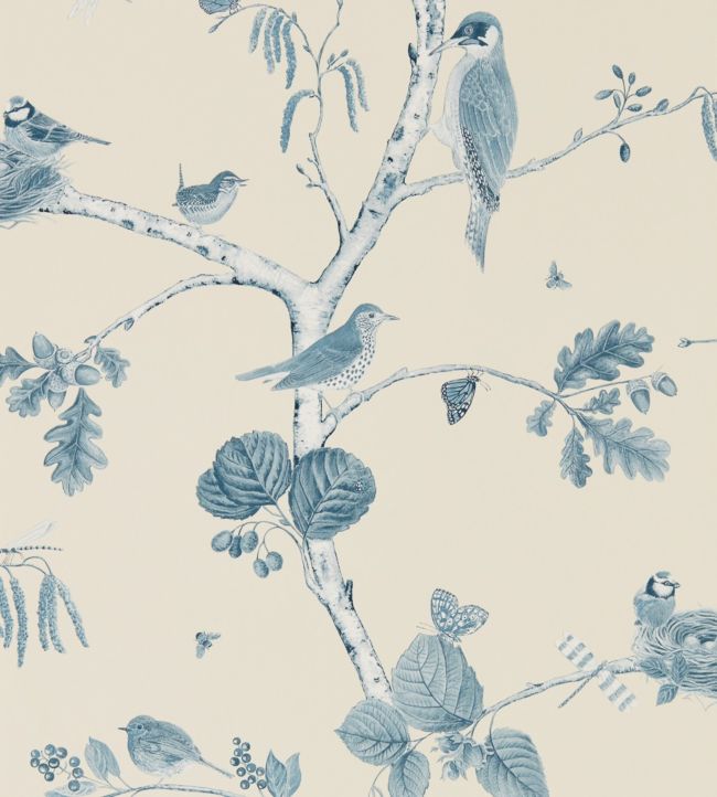 Woodland Chorus Wallpaper - Blue