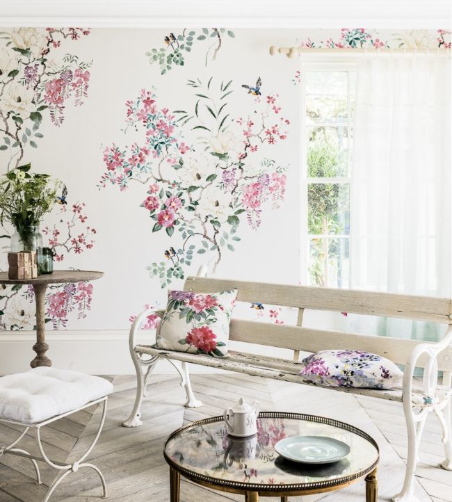 Magnolia & Blossom Panel A Room Wallpaper - Multicolor