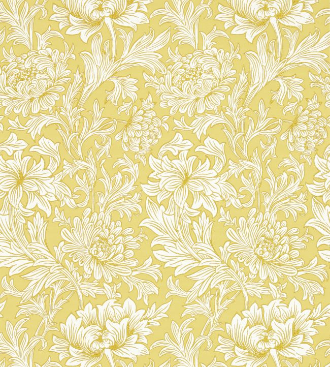 Chrysanthemum Toile Wallpaper - Yellow