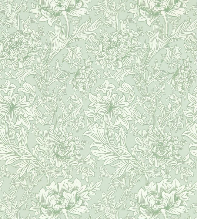Chrysanthemum Toile Wallpaper - Green
