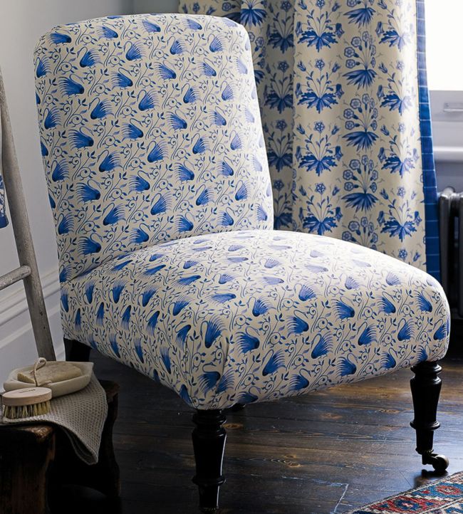 Swans Room Fabric - Blue