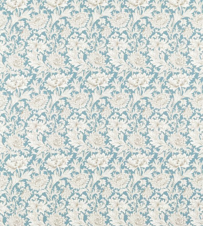 Chrysanthemum Toile Fabric - Blue