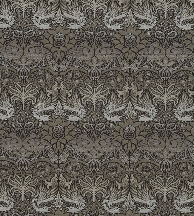 Peacock & Dragon Fabric - Gray