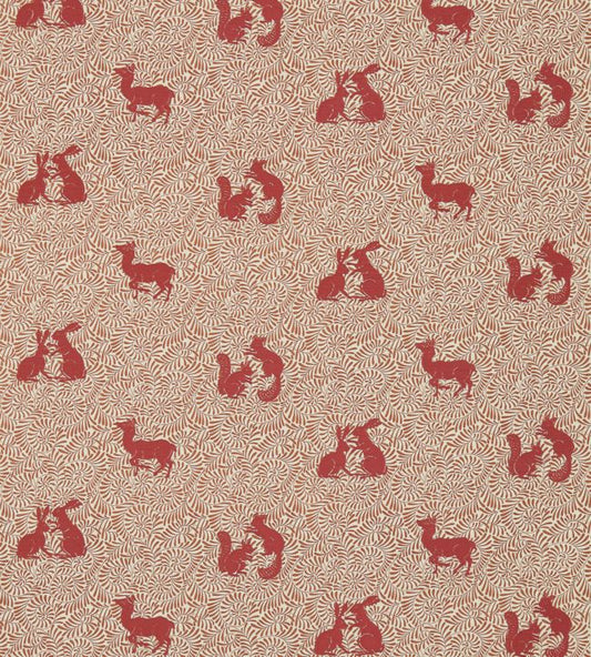 Woodland Animal Fabric - Red