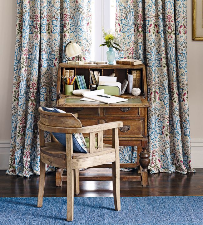 Artichoke Embroidery Room Fabric - Blue