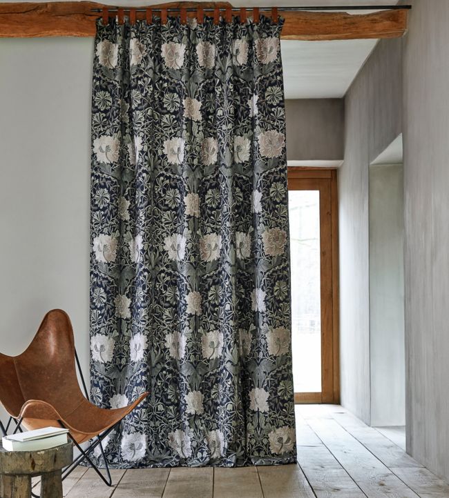 Pure Honeysuckle & Tulip Embroidery Room Fabric - Blue
