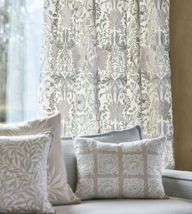Pure Honeysuckle & Tulip Embroidery Room Fabric 2 - White