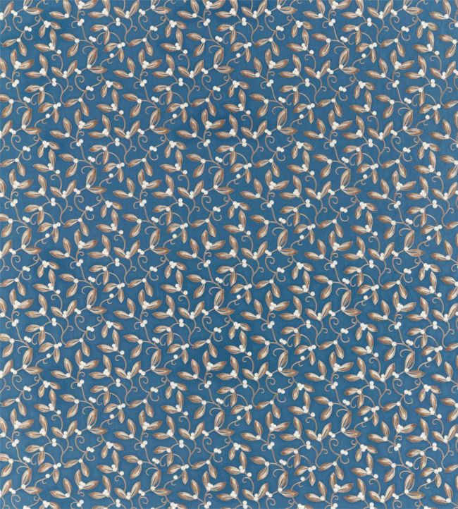 Mistletoe Embroidery Fabric - Blue
