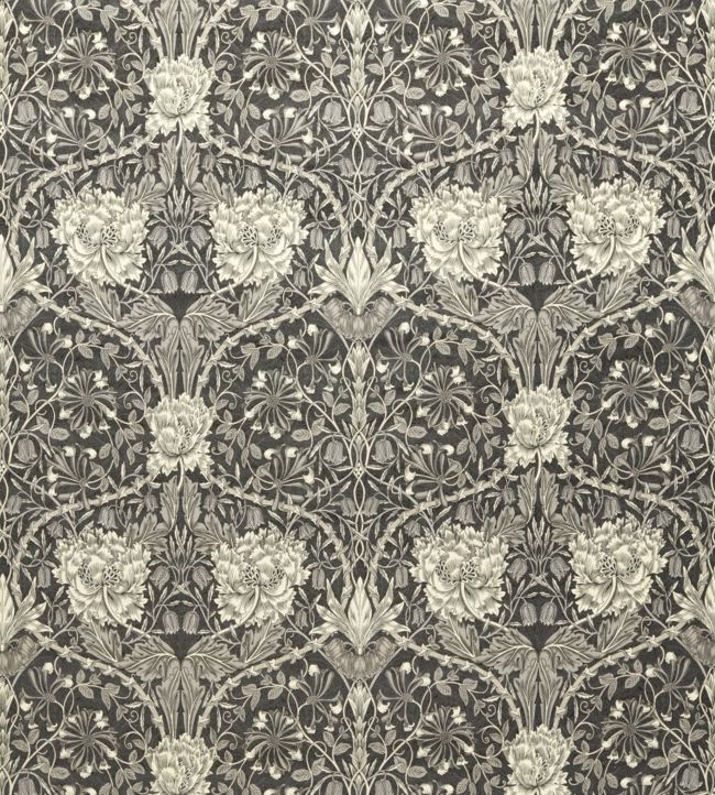 Honeysuckle and Tulip Velvet Fabric - Gray