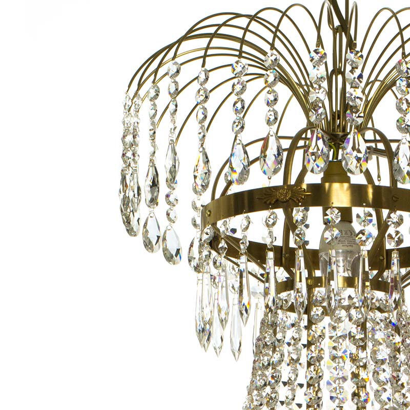 Polished Brass Empire Style 8 Arm Chandelier top detail