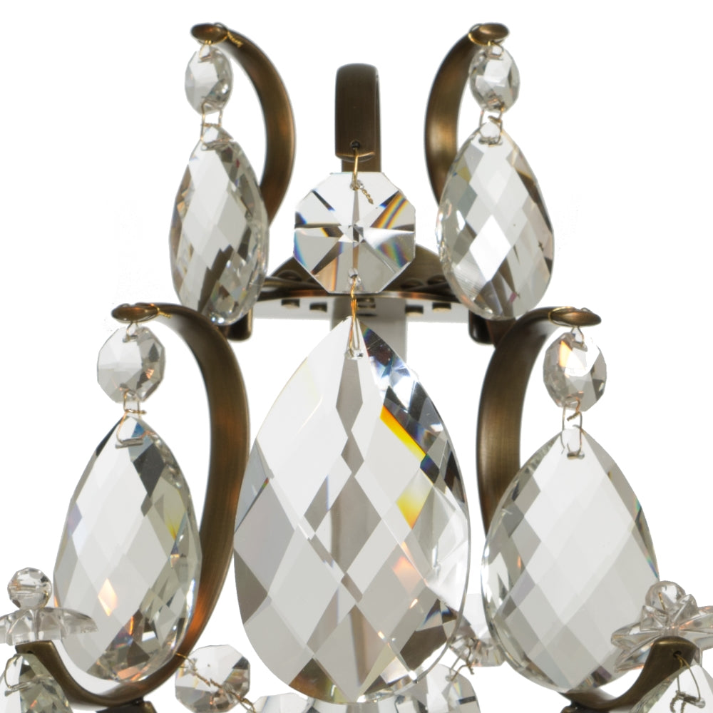 Baroque Antique Brass Wall Sconce with almond crystals: almond crystal