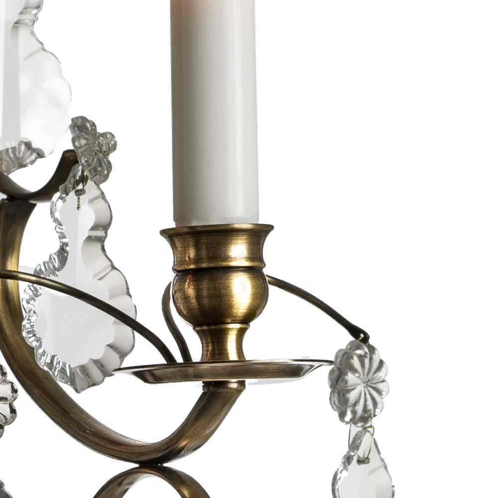 Dark Brass Wall Sconce with pendeloque crystals: frame