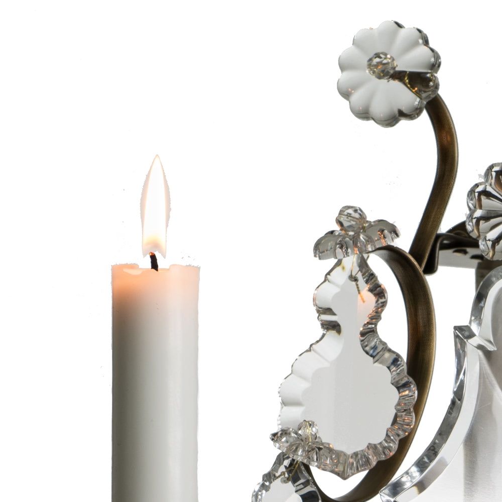 Dark Brass Wall Sconce with pendeloque crystals: rosette crystal