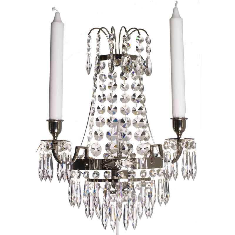 Empire style nickel Wall Sconce with crystals