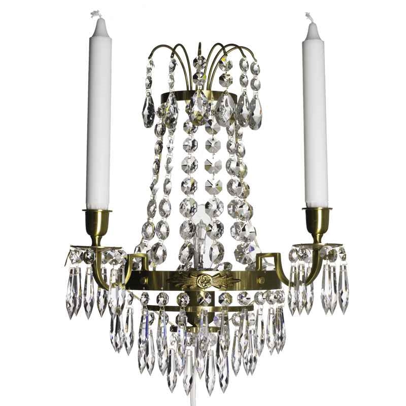Empire style cognac colured brass Wall Sconce with crystals