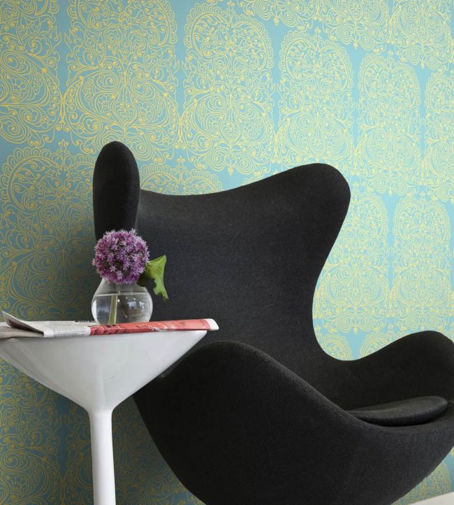 Alpana Room Wallpaper - Teal