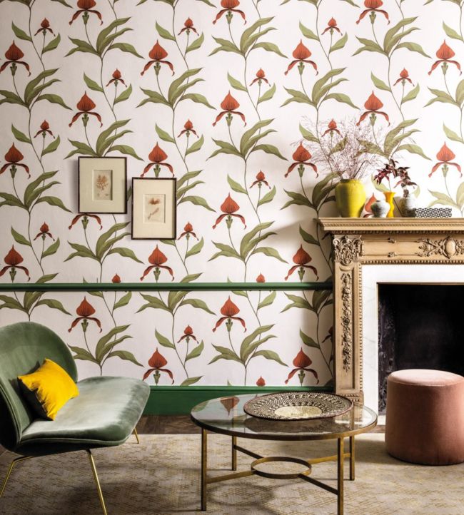 Orchid Room Wallpaper - Green