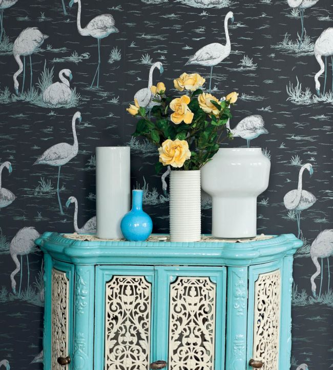 Flamingos Wallpaper - Black - Cole & Son