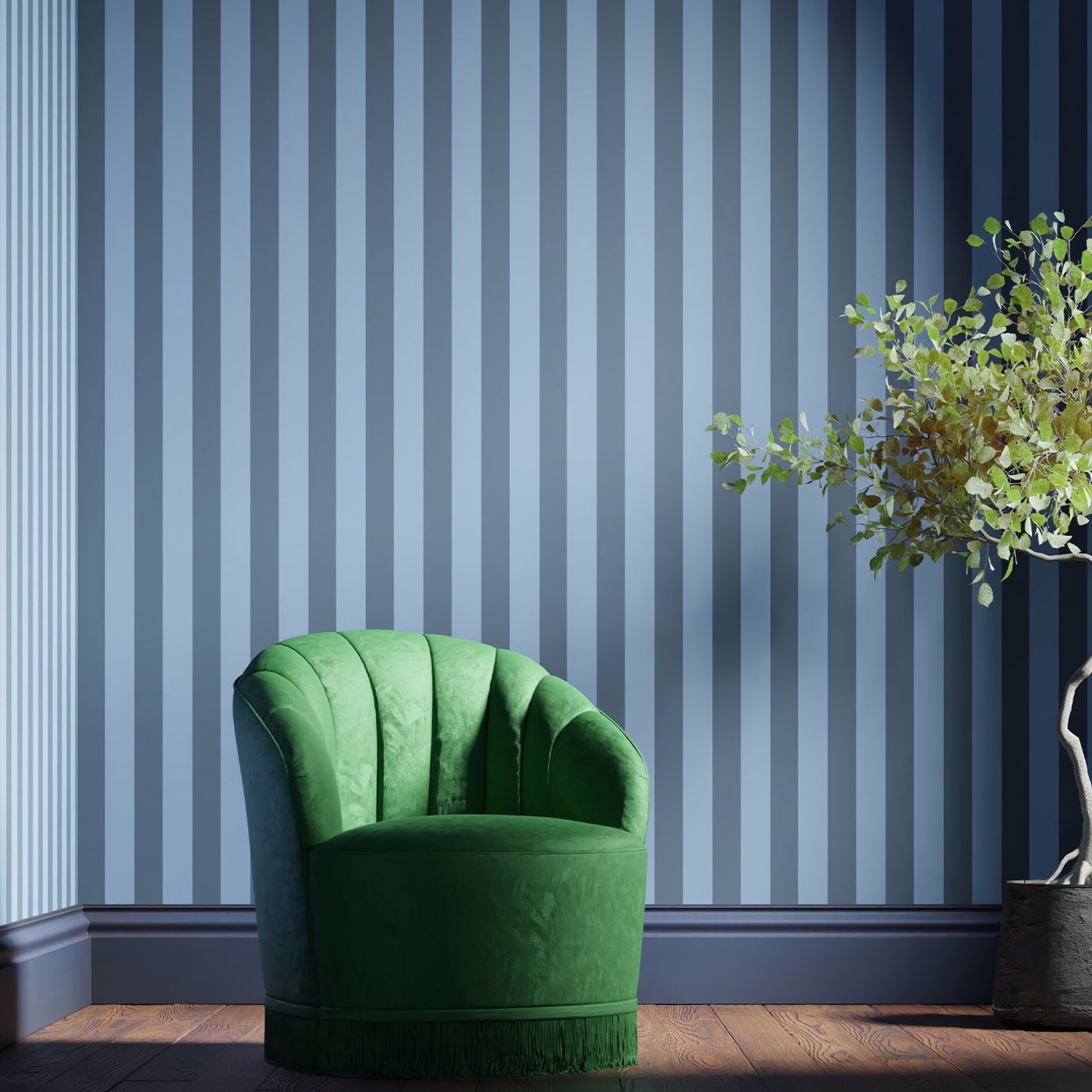 Signature Stripe Room Wallpaper - Blue