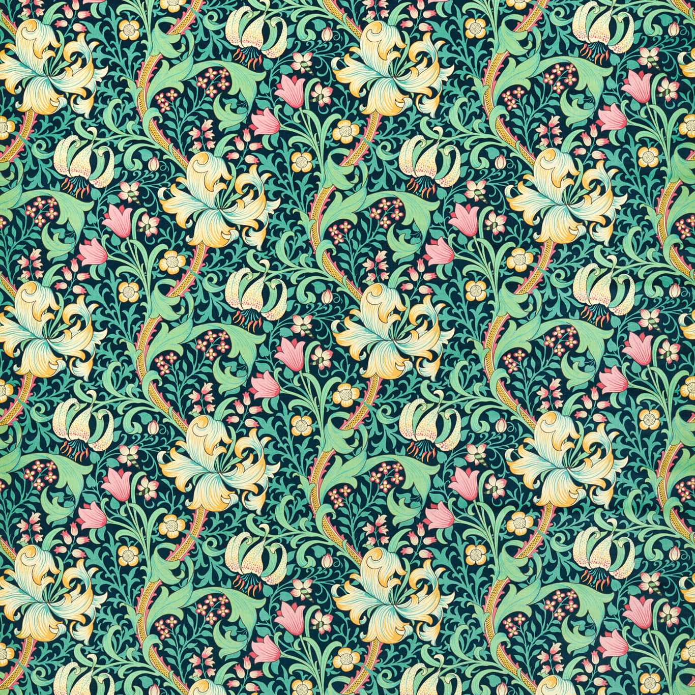 Golden lily Fabric - Green