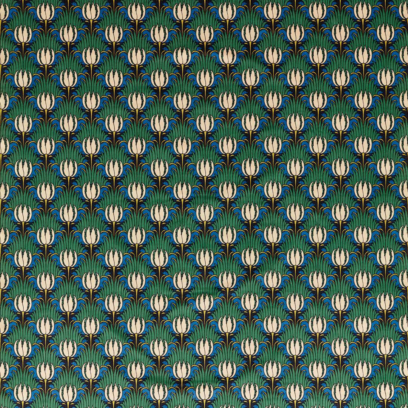 Tulip and Bird Fabric - Green