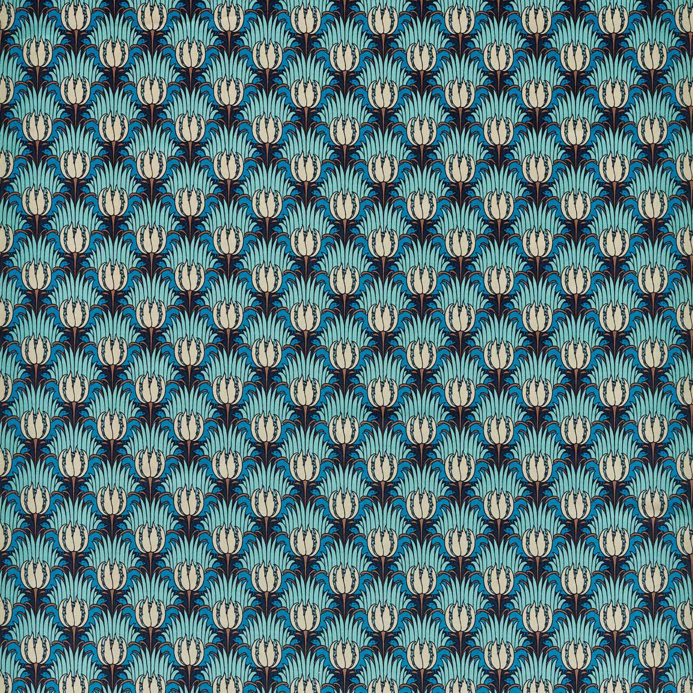 Tulip and Bird Fabric - Blue