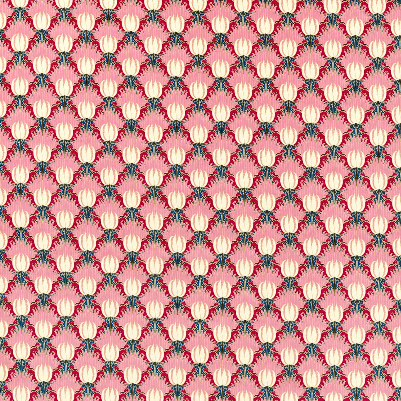 Tulip and Bird Fabric - Pink