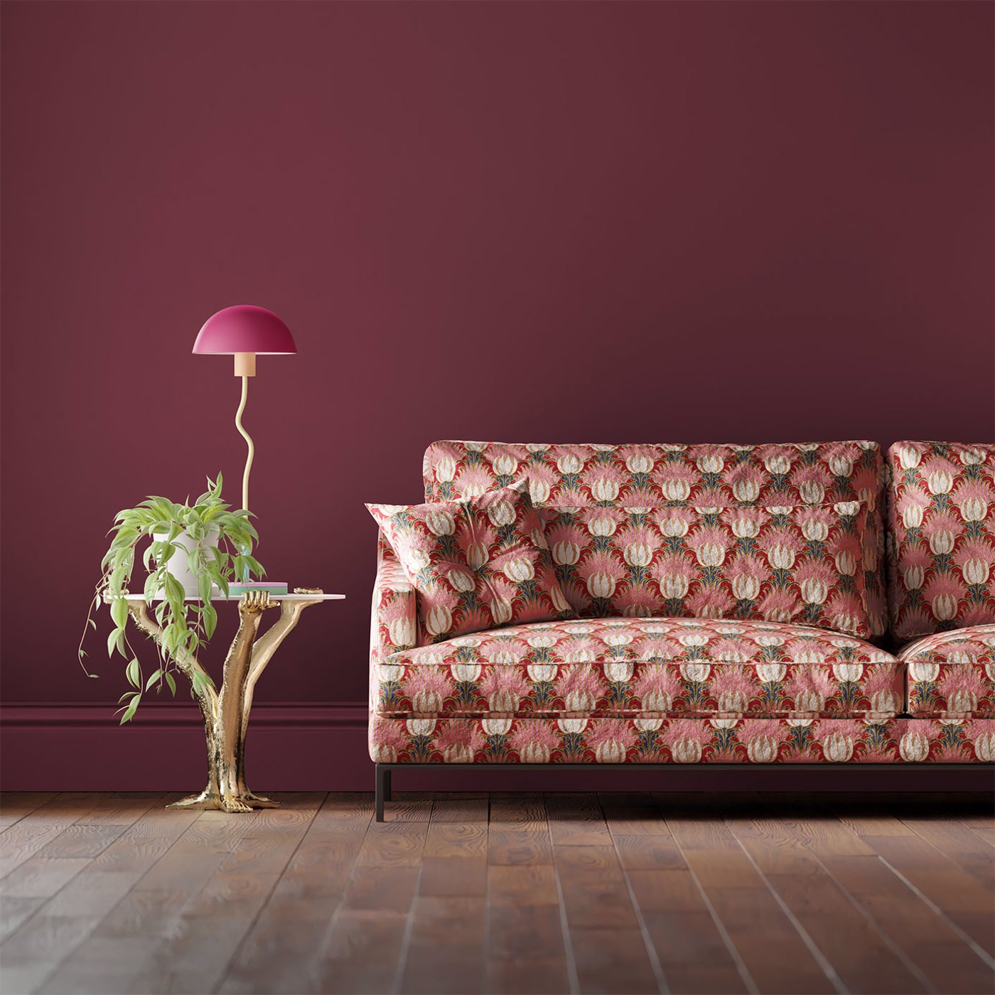 Tulip and Bird Room Fabric - Pink