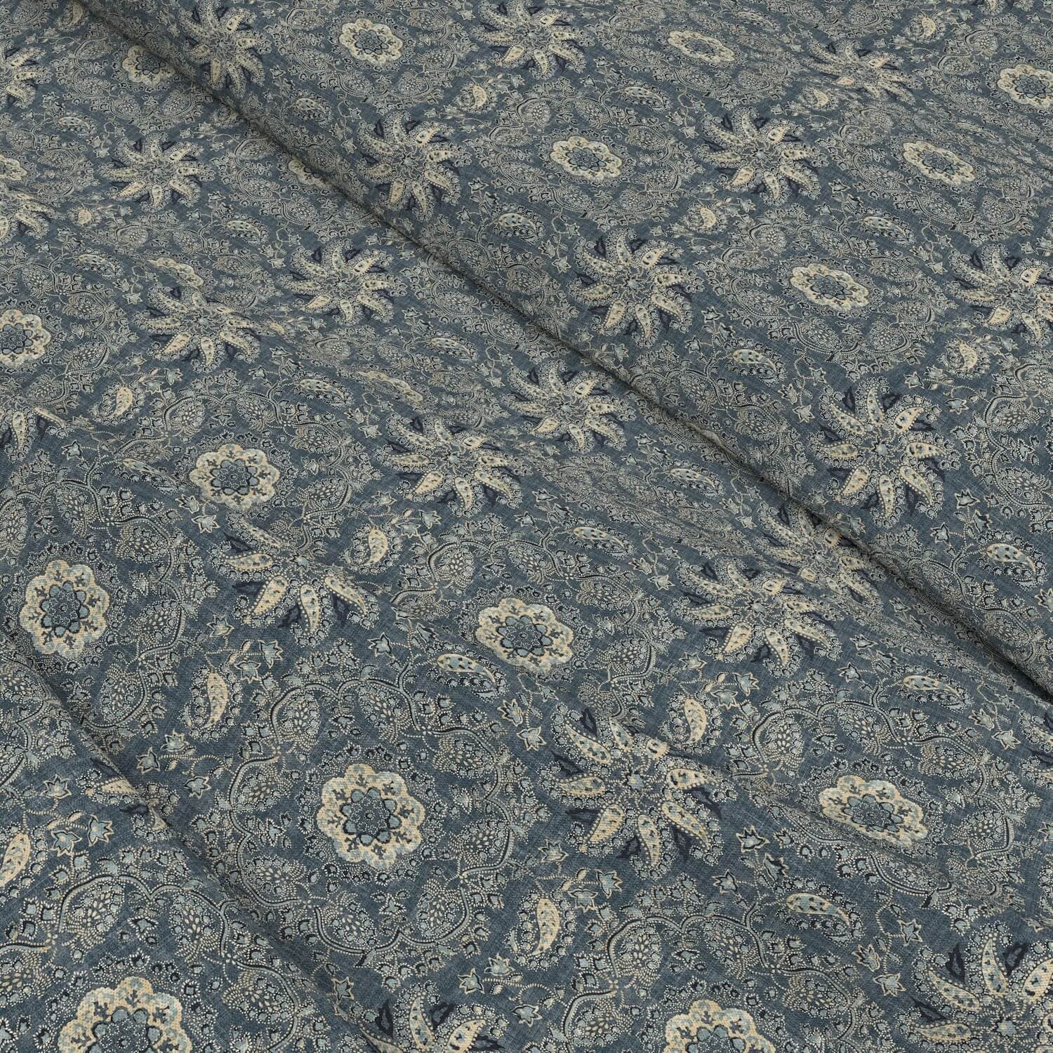 ADALINE Indigo Linen Mix Fabric - Warner House
