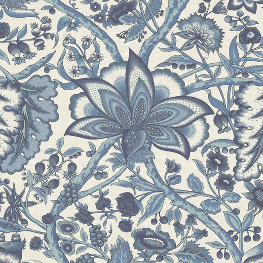 AFSANA China Blue Linen Mix Fabric - Warner House